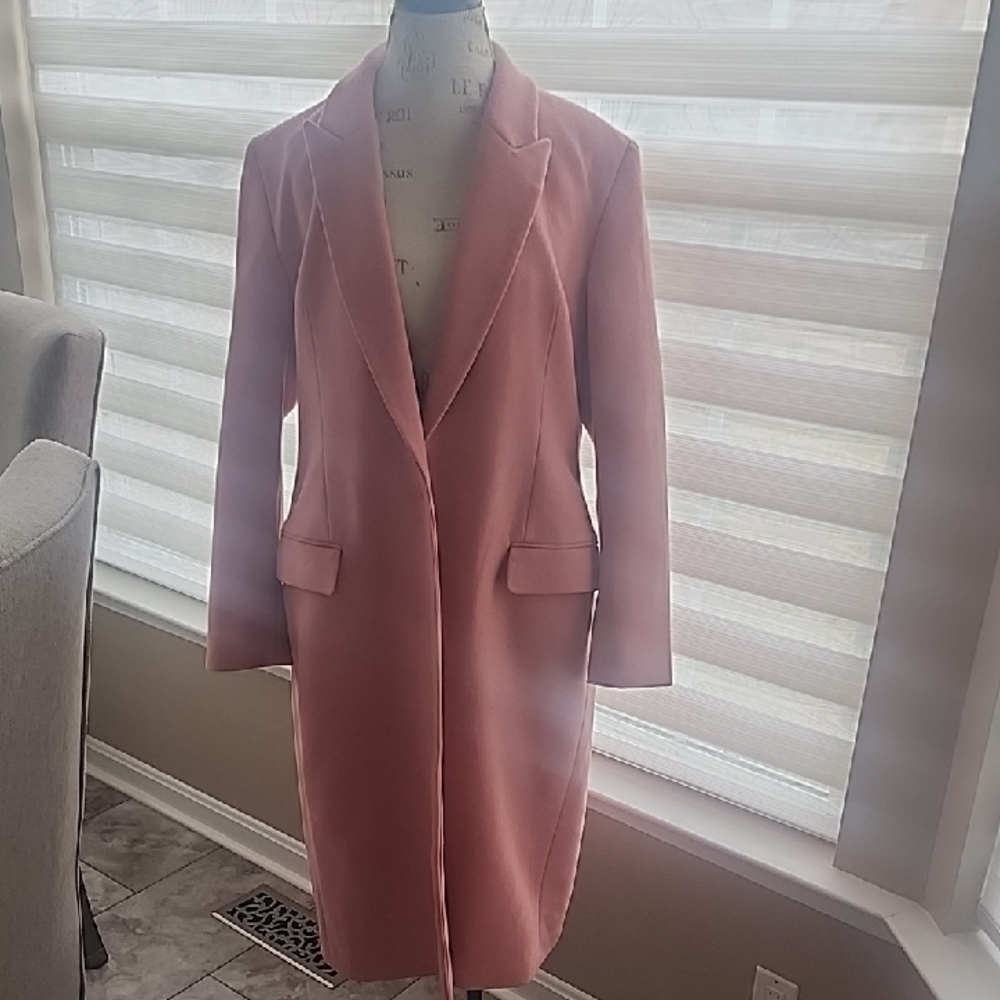 EXPRESS WOOL BLEND PINK STRUCTURED LINED COAT EUC… - image 2